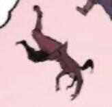 a button leading to the first page of the carrd. the image is a small asami falling.