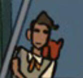button leading to info on my hyperfixations. the image is a small wu. pabu is on his shoulder. he is expressionless.