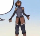 a button leading to my pronouny. the image is small korra, arms out, mouth open.